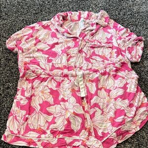 Stars Above Pink Floral Button Down Shirt